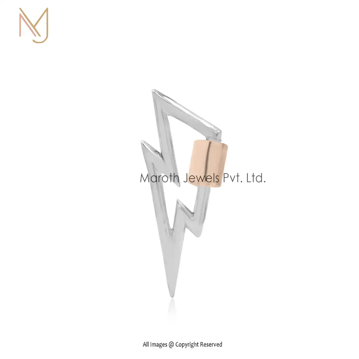 Wholesale 925 Silver Wire And Rose Gold Nut Bolt Carabiner Lock Connector Jewelry