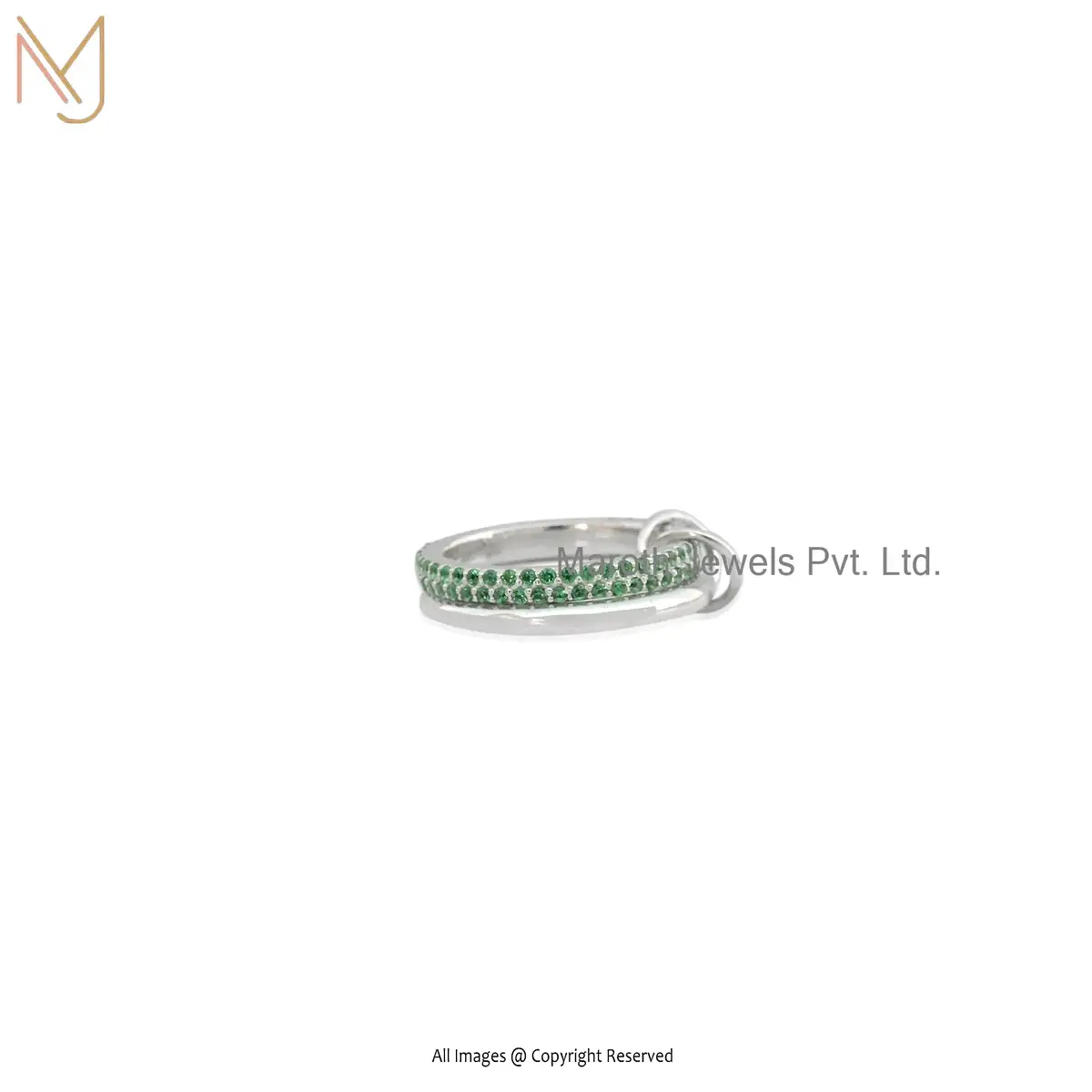 Wholesale 14K Yellow Gold Emerald Cubic Zirconia Ring Jewelry