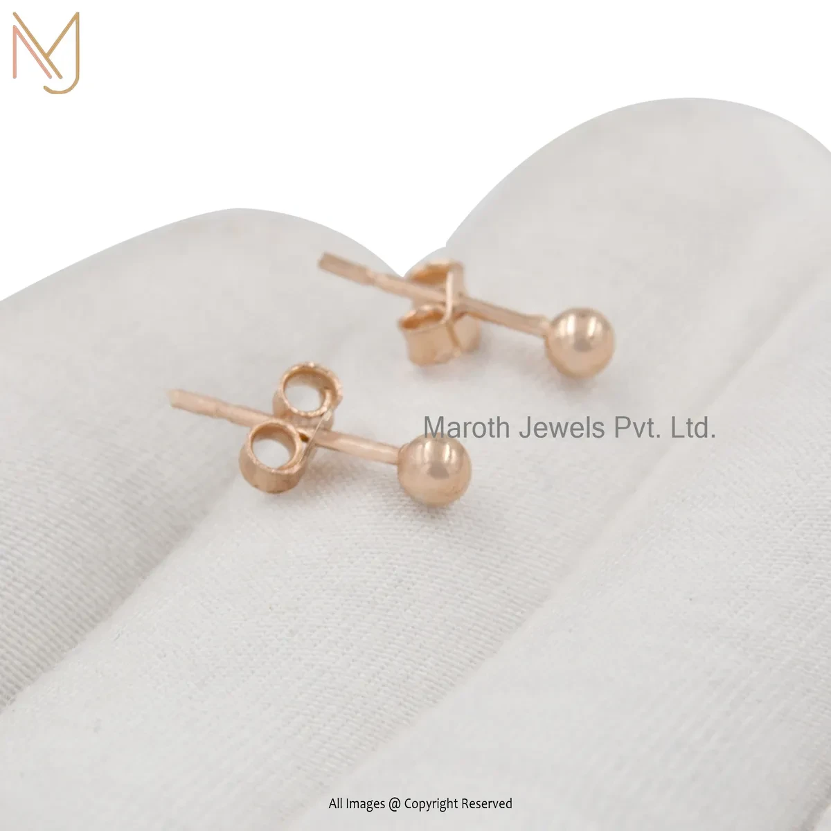 14K Rose Gold Mini Ball Stud Earring Jewelry Supplier
