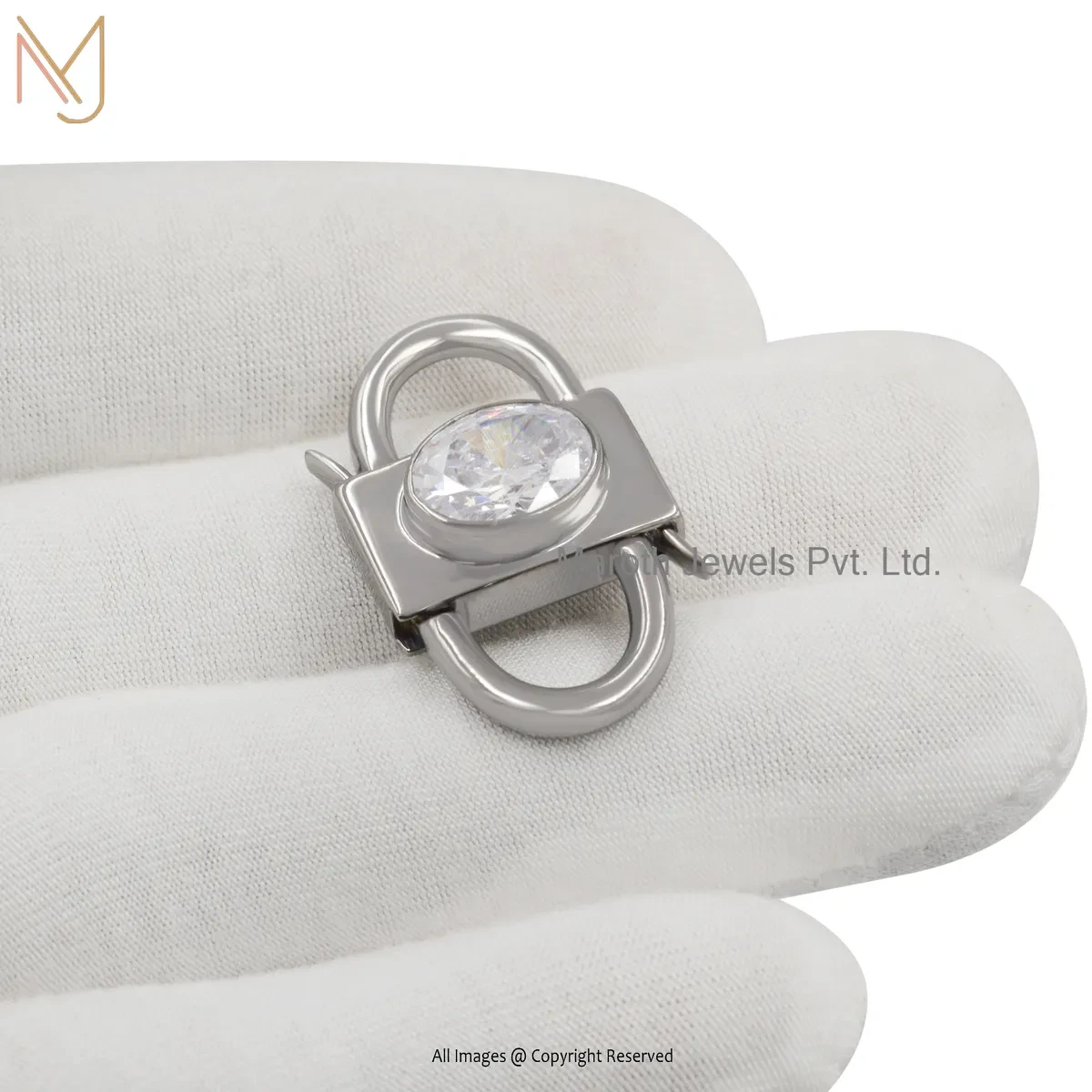 925 Silver Yellow Gold Plated Pink Sapphire Padlock Charm Holder Manufacturer