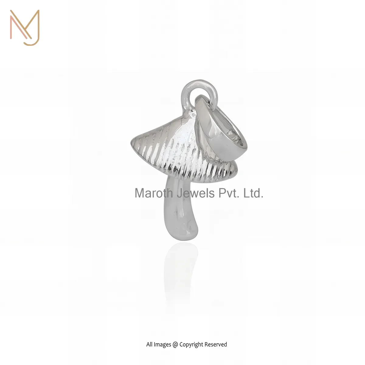 925 Silver Natural Silver Plated Mushroom Pendant Custom Jewelry