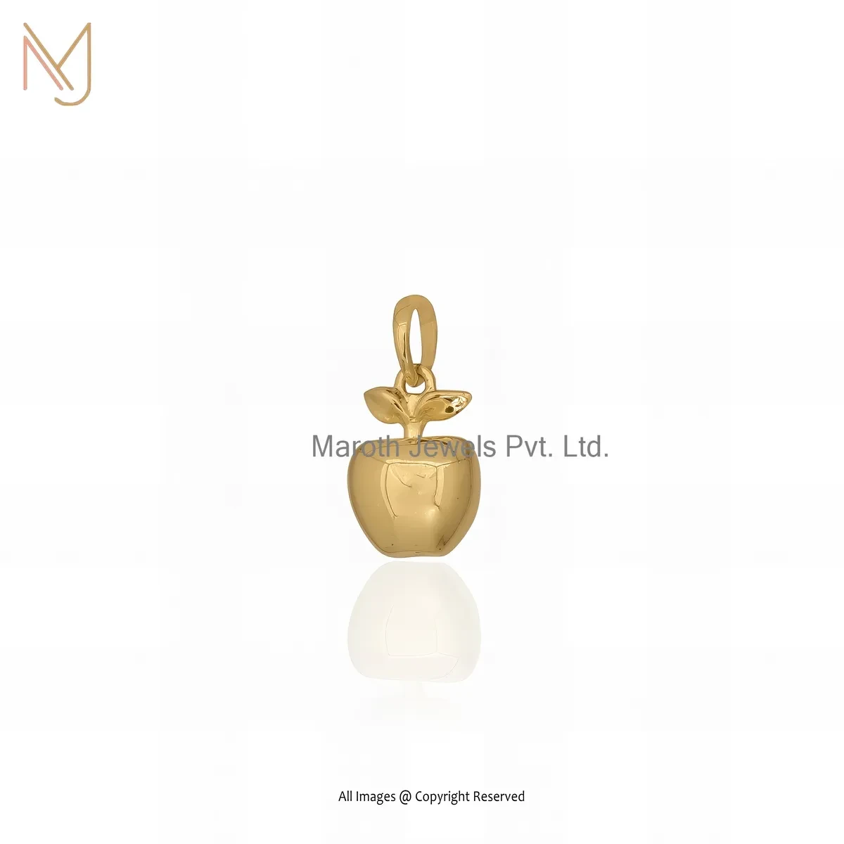 925 Silver Yellow Gold Plated Apple Charm Pendant Manufacturer