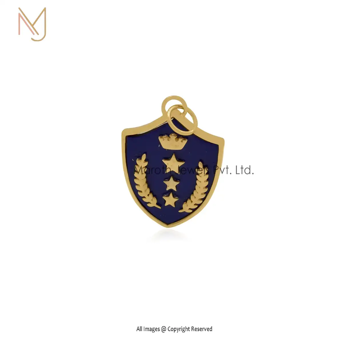 925 Silver Yellow Gold Lapiz Lazuli Shield Pendant Jewelry Manufacturer