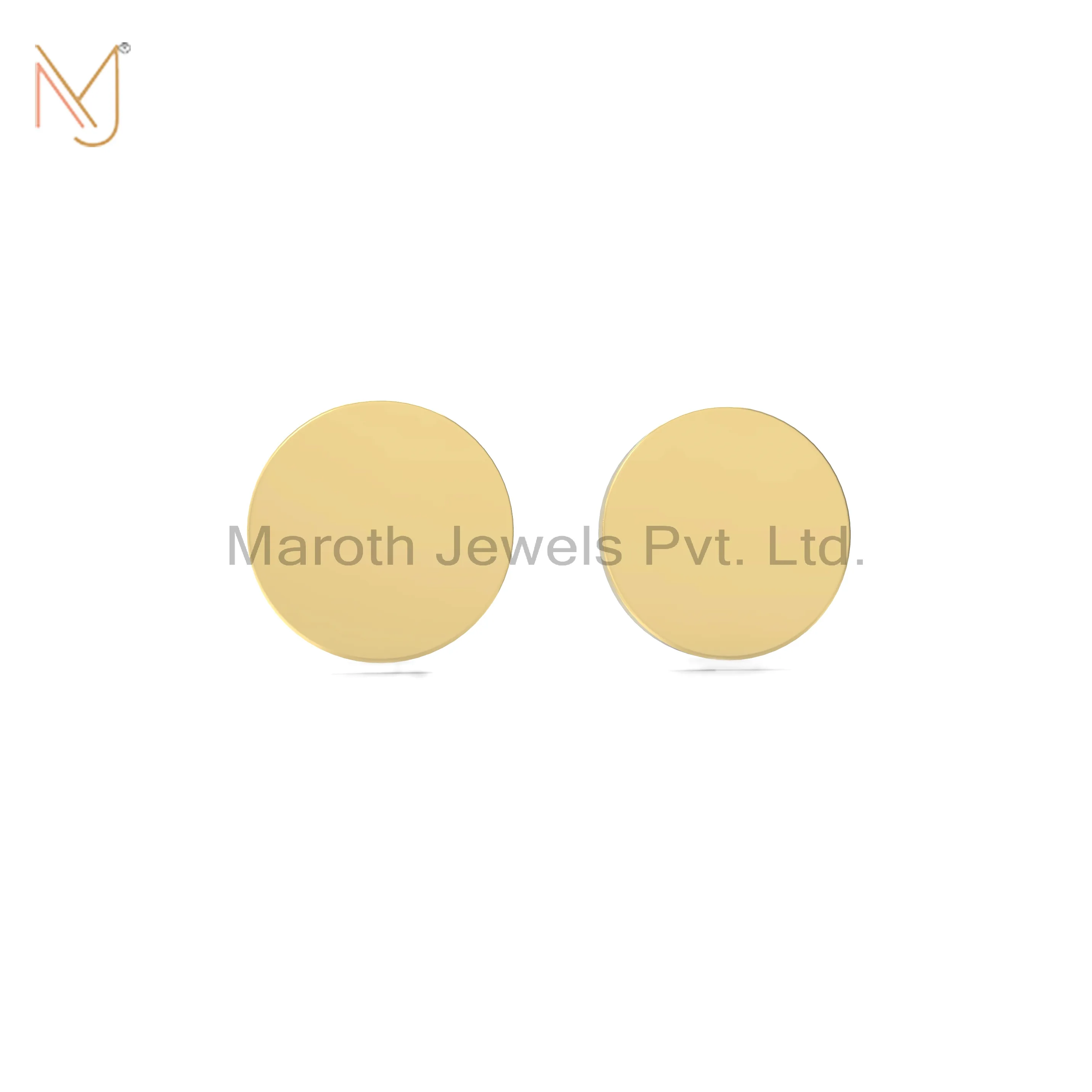 14K Yellow Gold Round Stud Earring Jewelry Manufacturer
