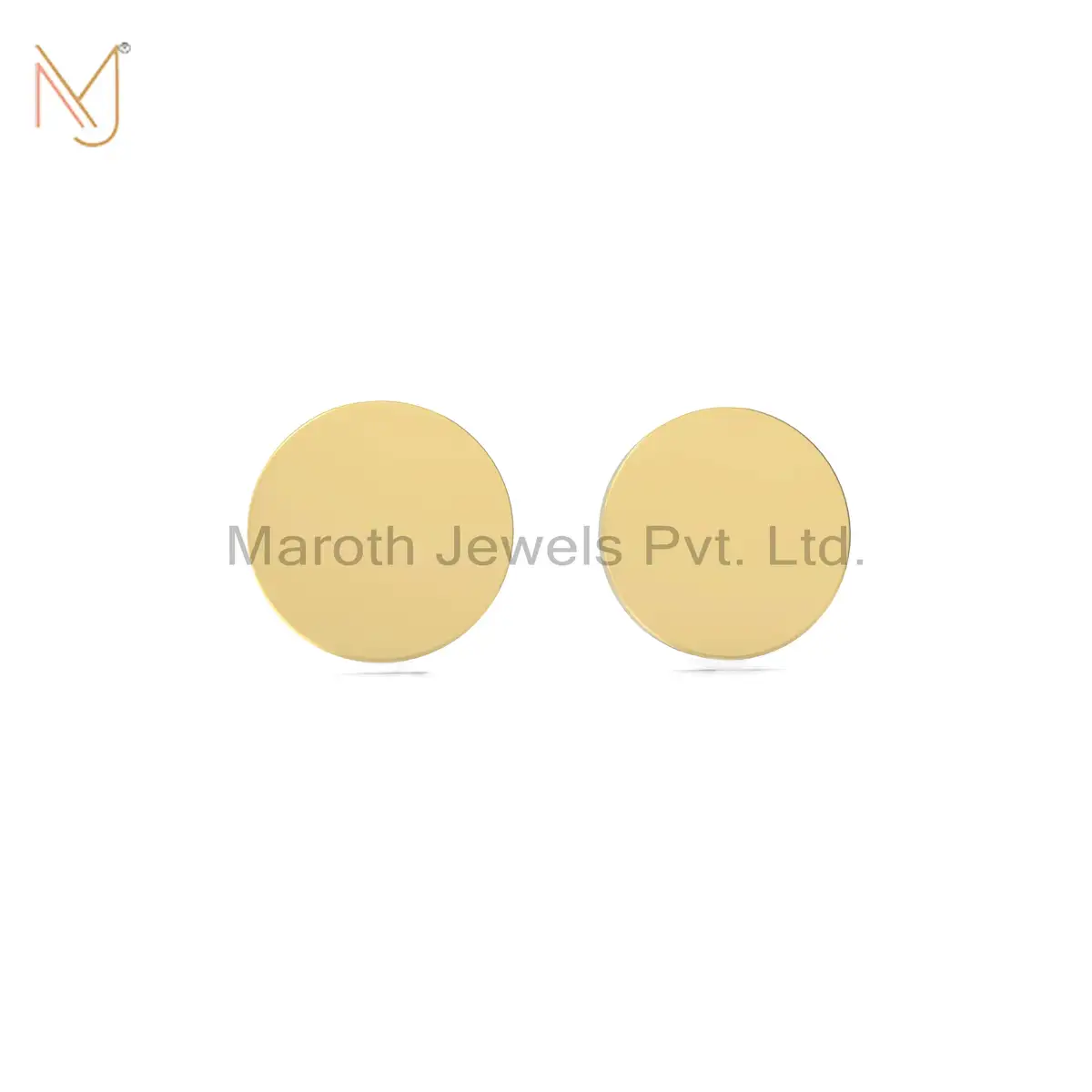 14K Yellow Gold Round Stud Earring Jewelry Manufacturer