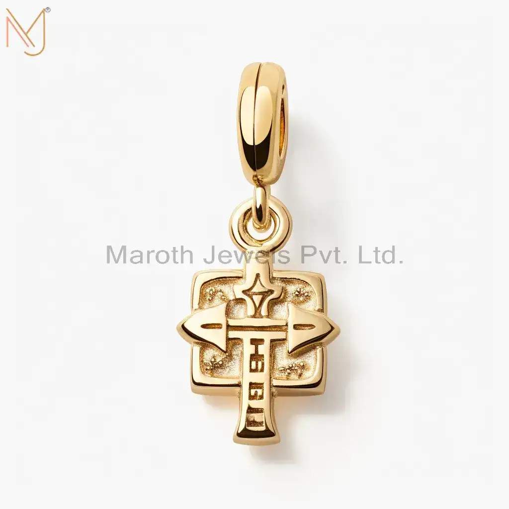 Private Lable 925 Sterling Silver Yellow Gold Plated Christian Spiritual Tabiz Charm Pendant Jewelry