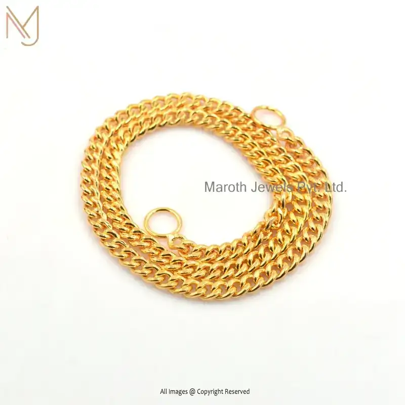 Private Label 14K Yellow Gold Curb Chain Necklace Jewelry