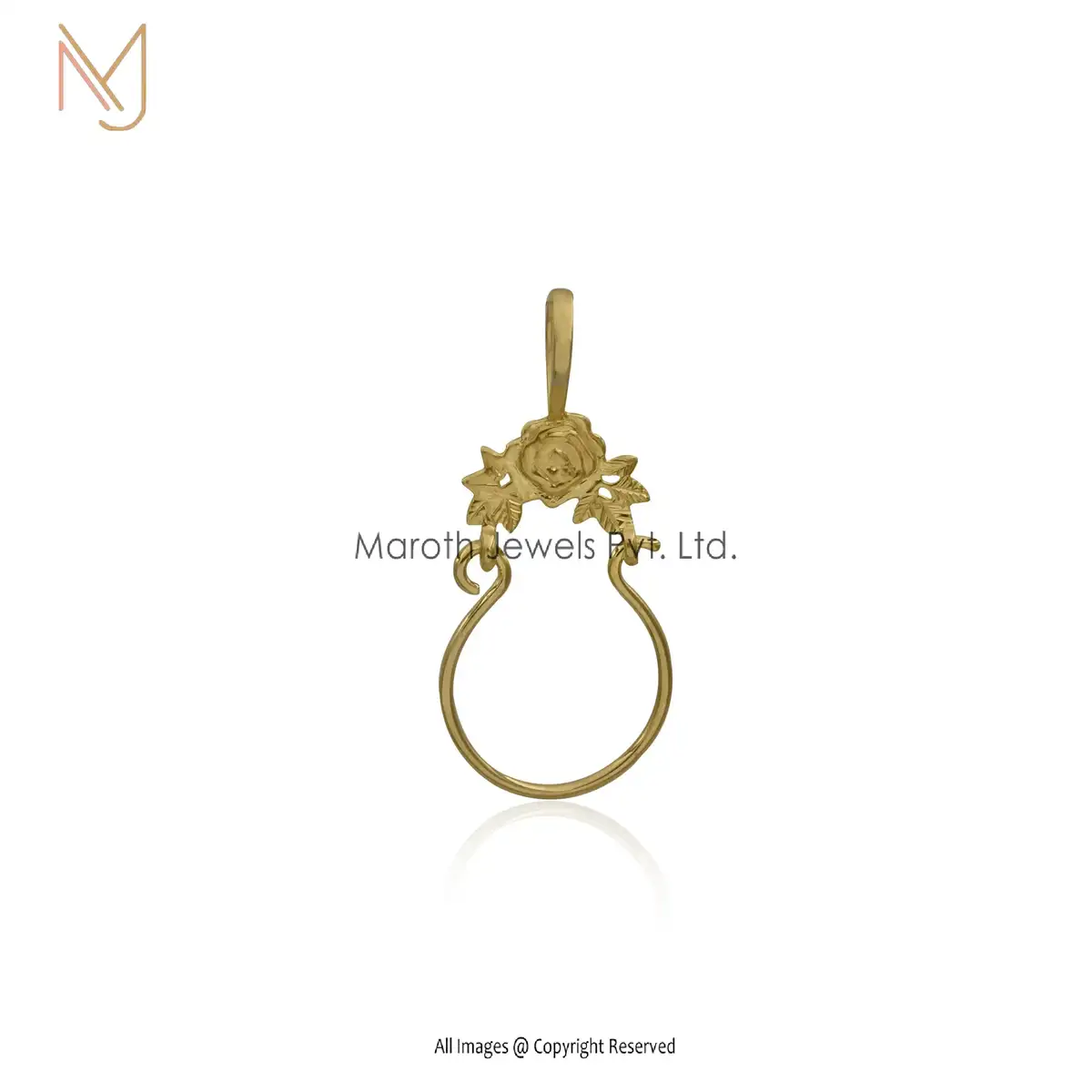 Private Label 925 Silver Yellow Gold Plated Rose Flower Charm Holder