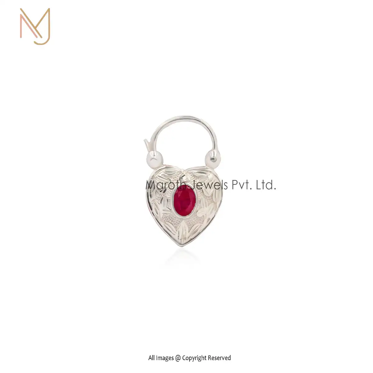925 Silver Natural Silver Plated Blue Sapphire Heart Padlock Jewelry Supplier