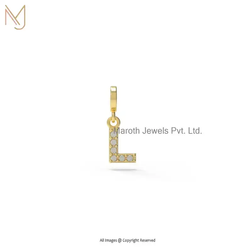 925 Silver Yellow Gold Plated Diamond Letter L Pendant Jewelry Manufacturer