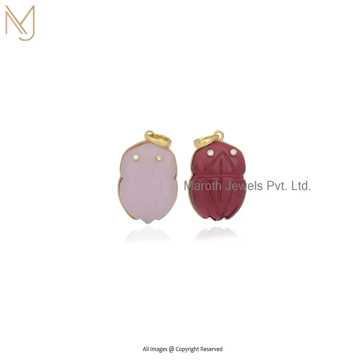 Private Lable 925 Silver Yellow Gold Plated Cubic Zircon & Tourmaline Gemstone Pendant