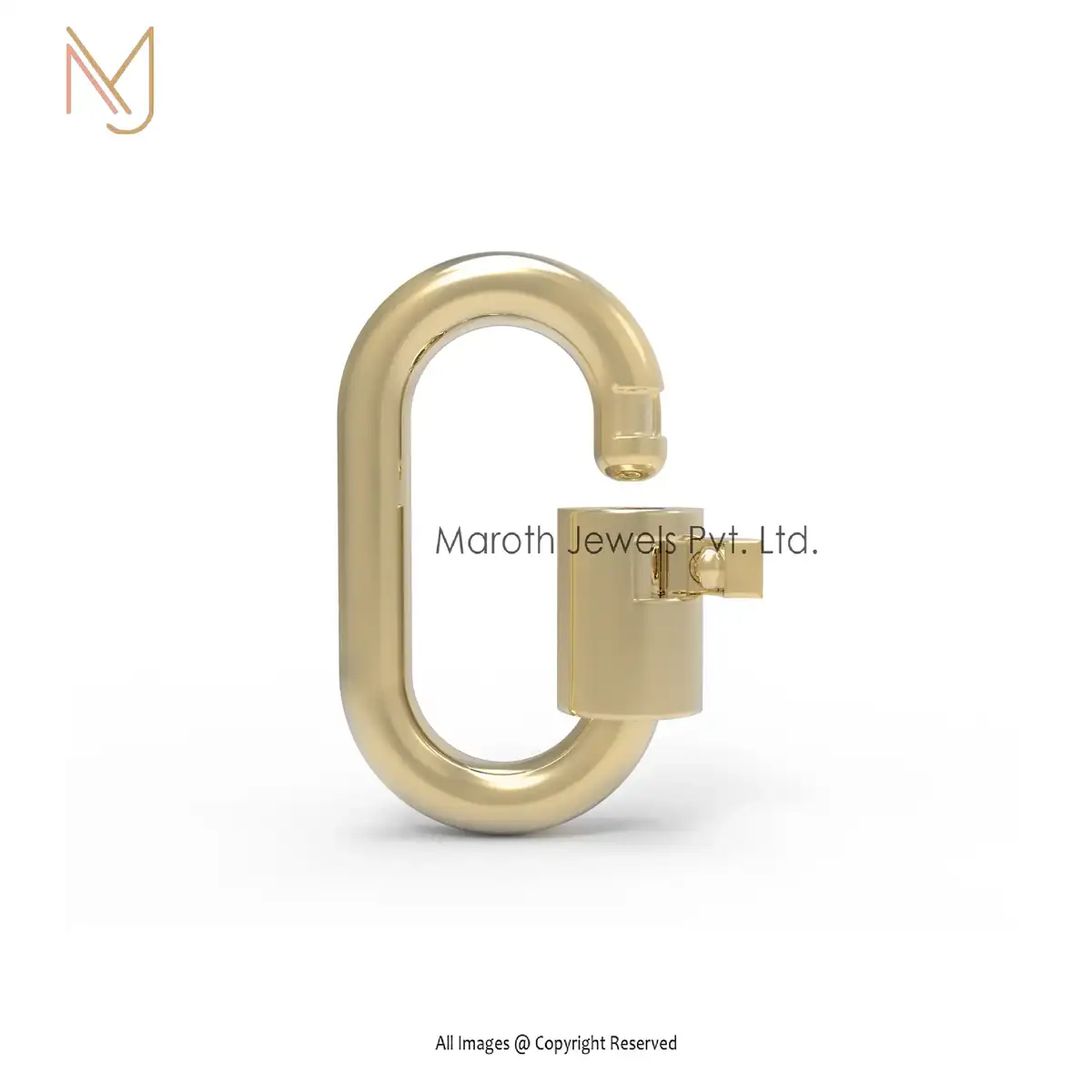 Private Label 14k Rose Gold Plated Carabiner Lock Jewelry