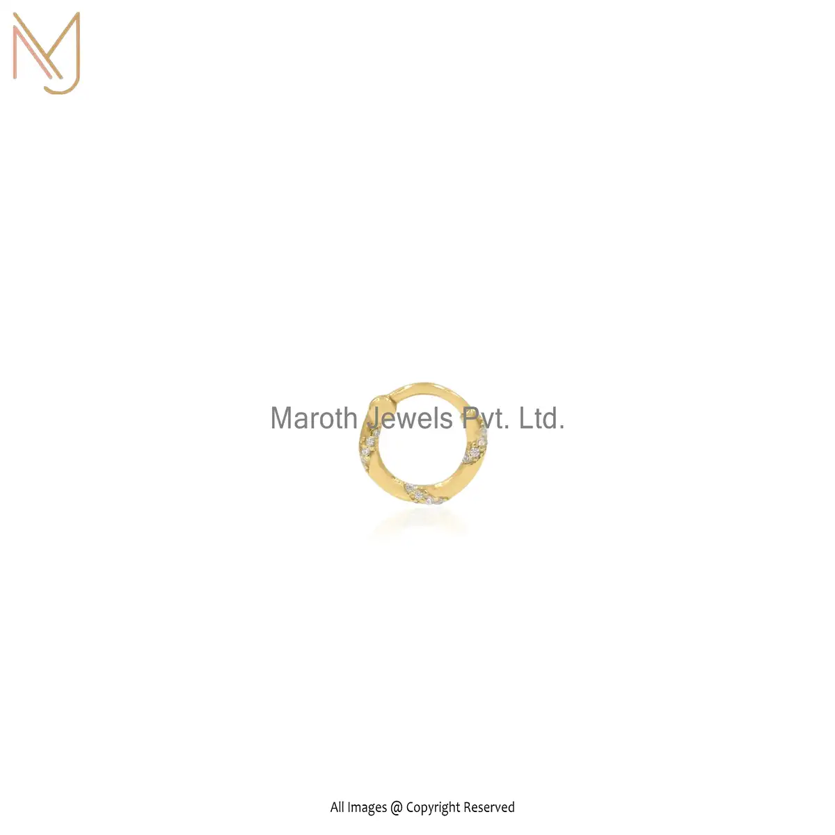 Private Label 925 Silver Yellow Gold Plated White Cz Cartilage Piercing