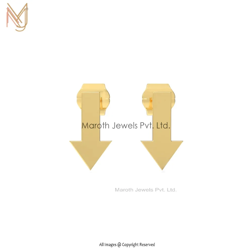 Wholesale 14K  Yellow Gold Arrow Design Earrings handmade Jewelry