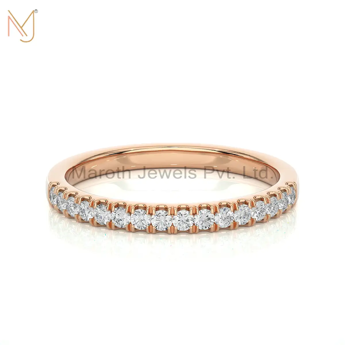14K Yellow Gold Moissanite Diamond Round Band Ring Manufacturer