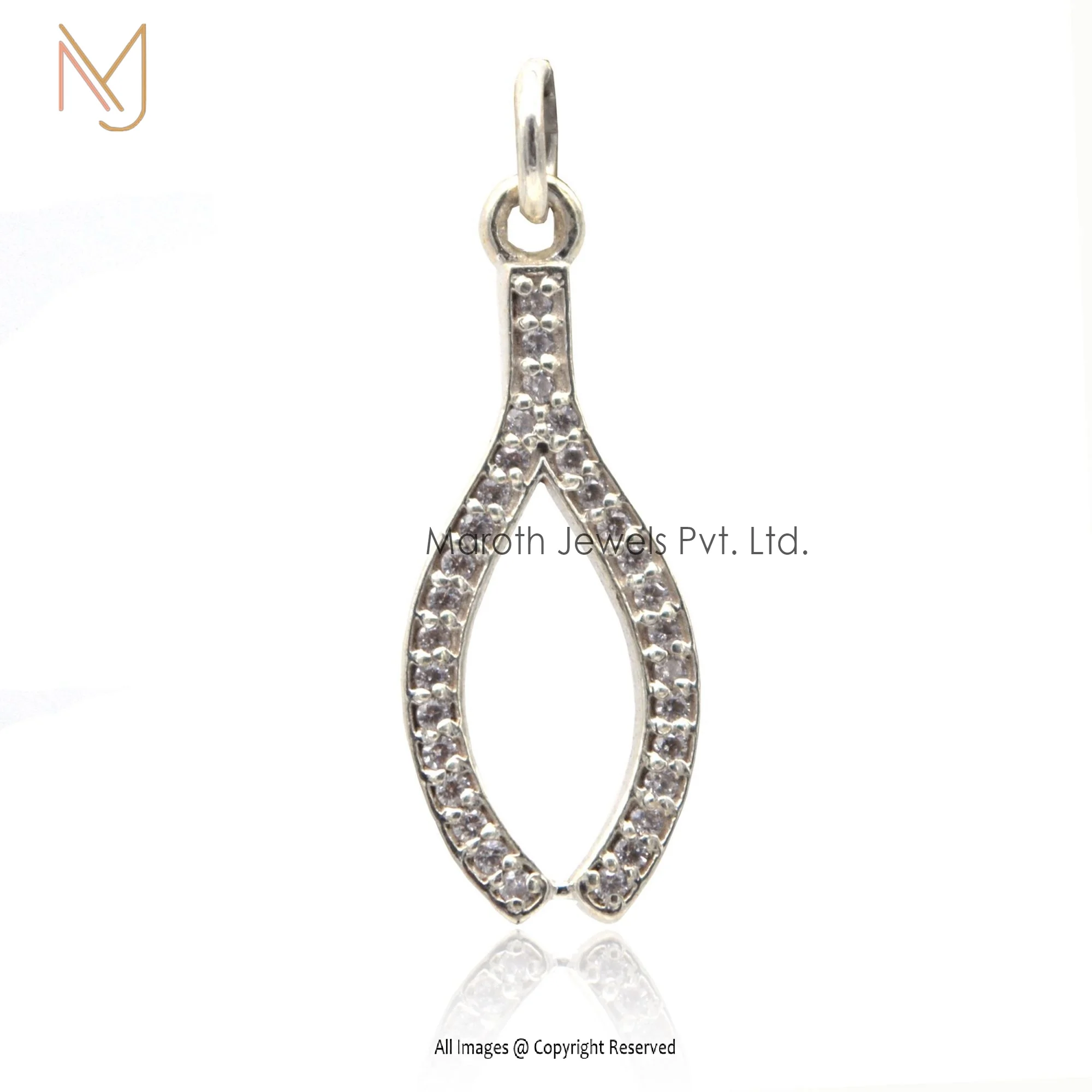 925 Silver White Gold Plated Pave Diamond Animal Pendant Manufacturer