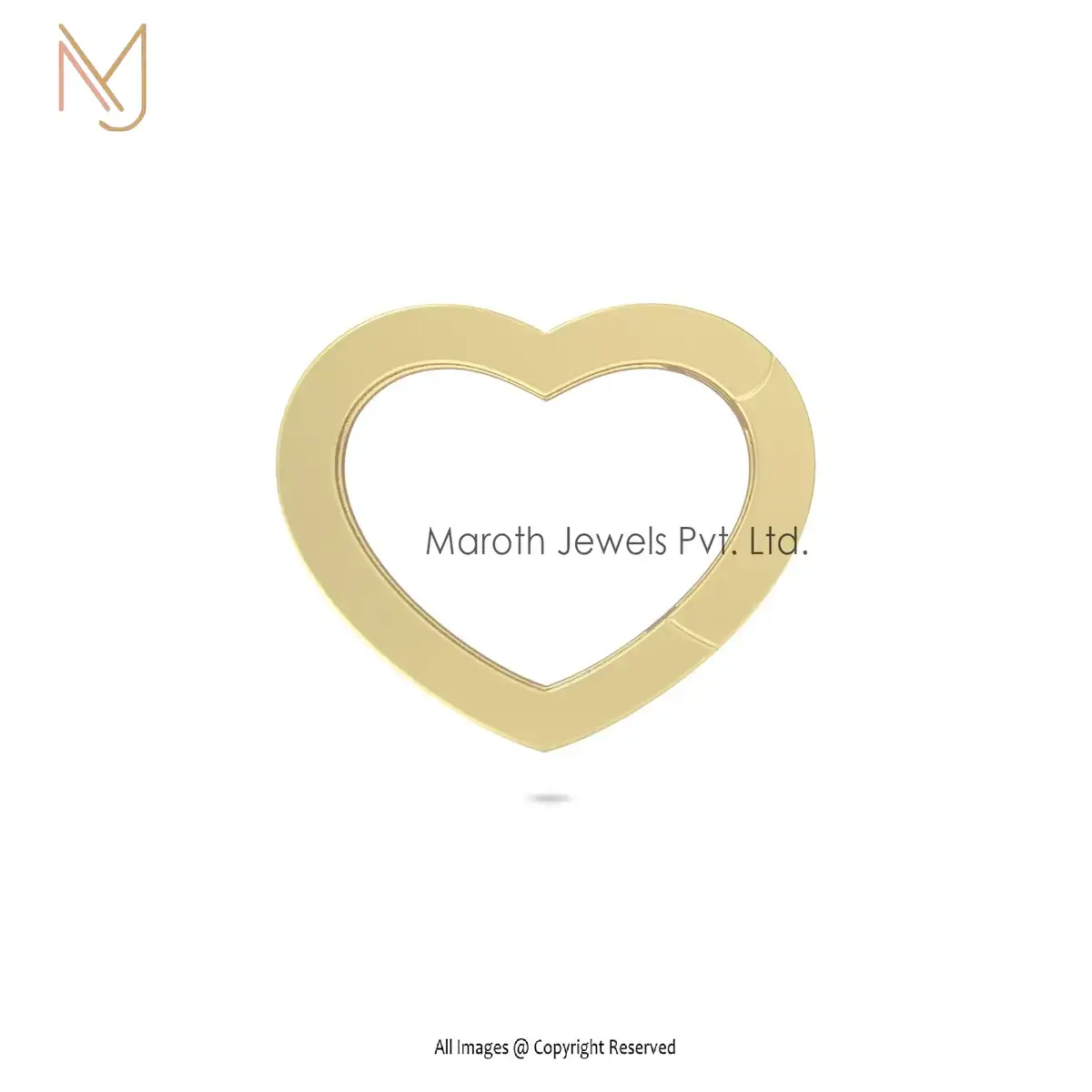 Private Label 14k Yellow Gold Plated Heart Charm Pendant