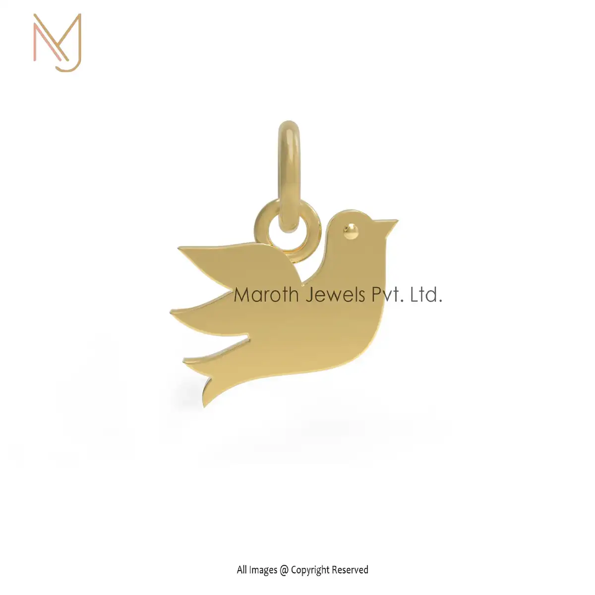925 Silver Yellow Gold Plated Bird Pendant Jewelry Manufacturer