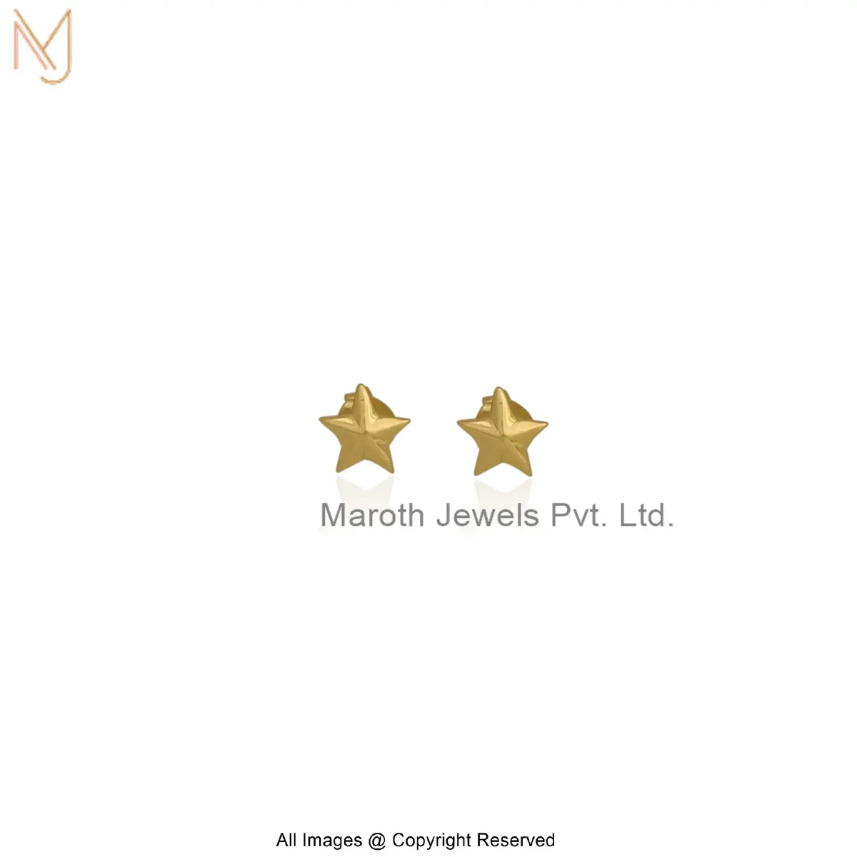 14K Yellow Gold Star Stud Earring Jewelry Supplier