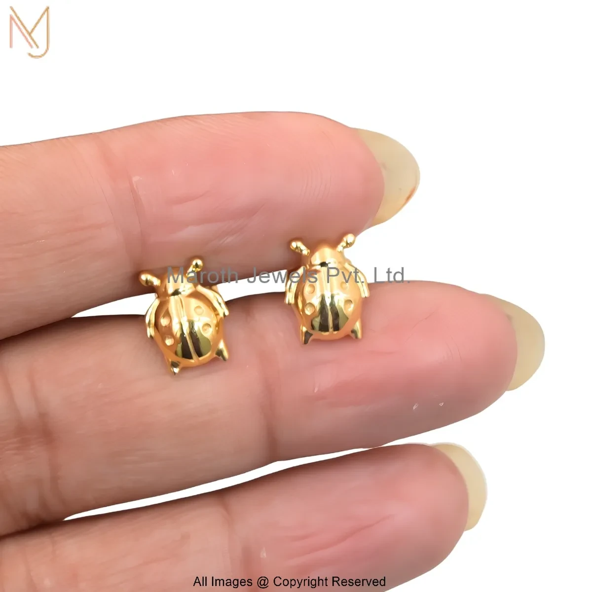 14K Yellow Gold Ladybug Stud Earring Manufacturer