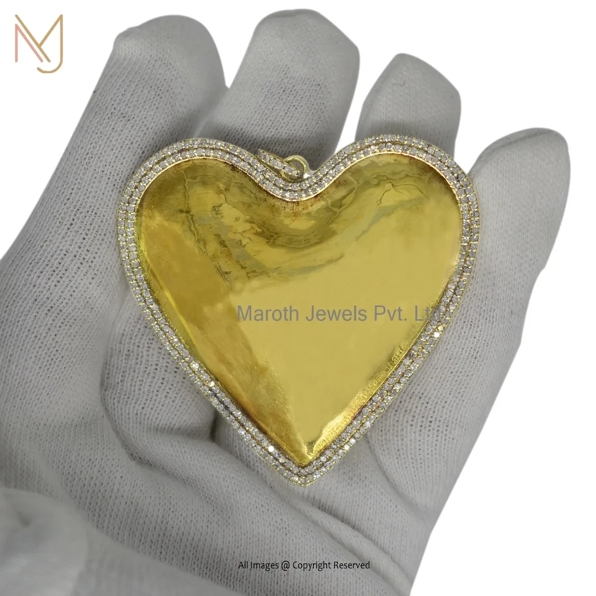 14K Yellow Gold Diamond Heart Pendant Custom Jewelry