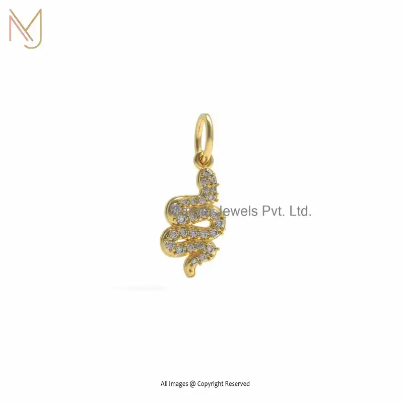 14K Yellow Gold Diamond Snake Pendant Jewelry Manufacturer