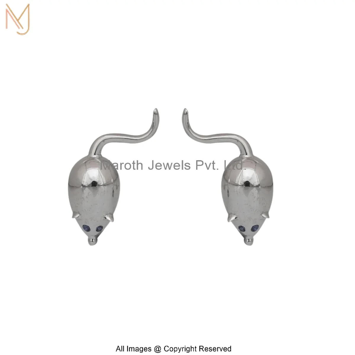 14K Rose Gold Diamond Gemstone Mouse Stud Earring Manufacturer