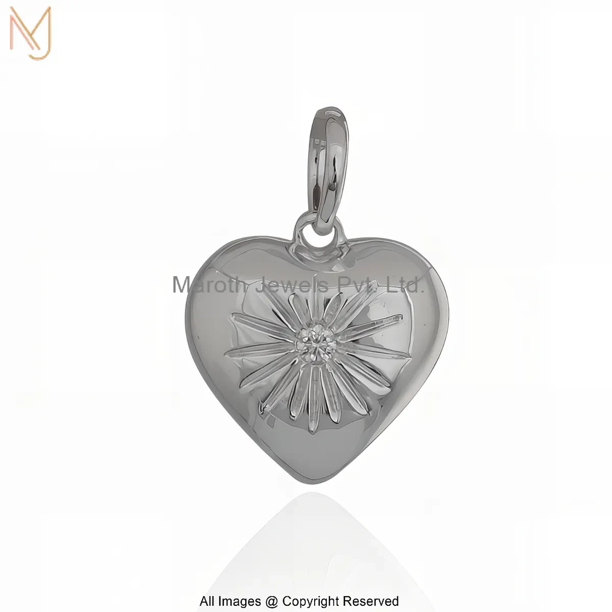 14K Yellow Gold Moissanite Starburst Design Heart Pendant Manufacturer