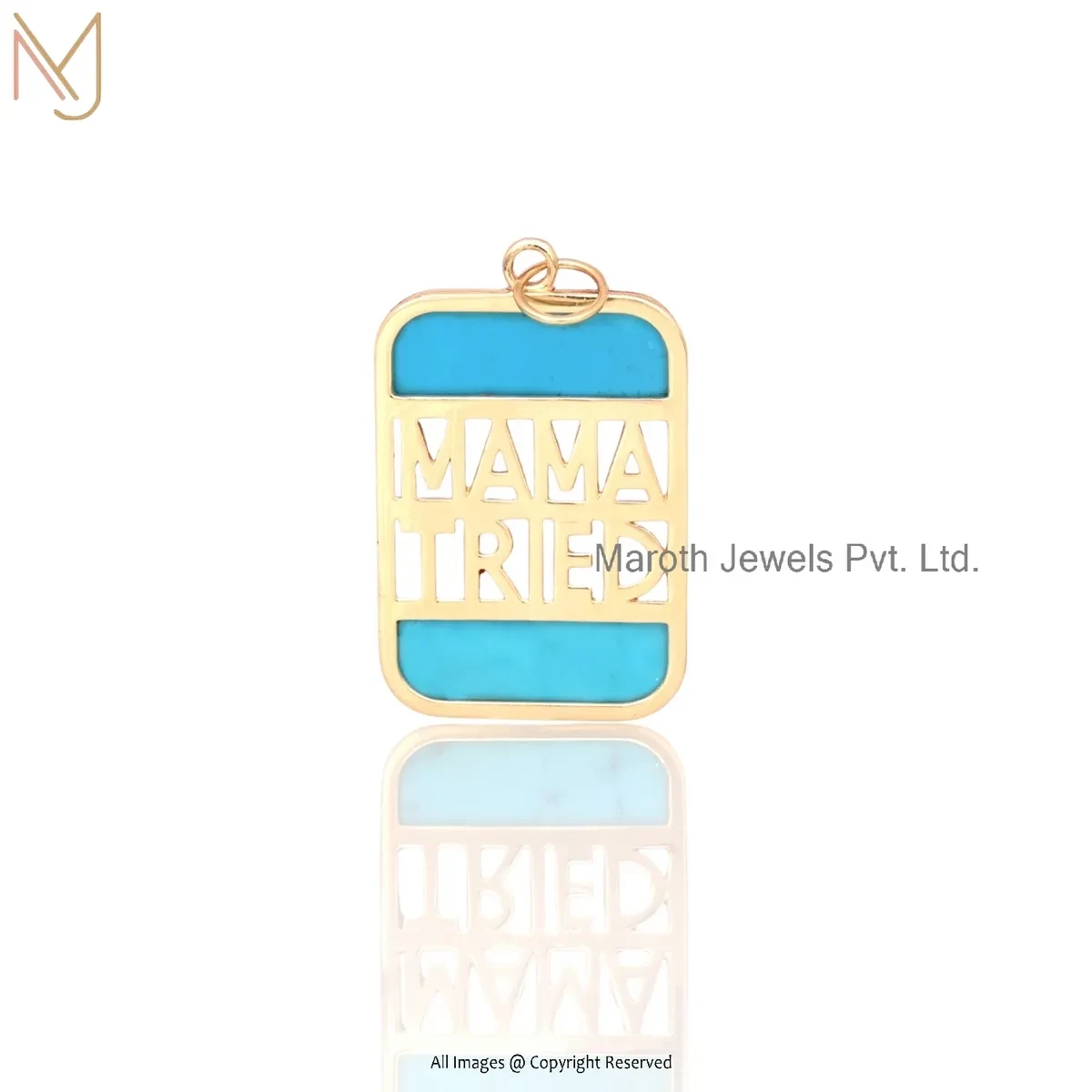 925 Silver Yellow Gold Plated Turquoise “Mama Tried” Pendant Jewelry Supplier