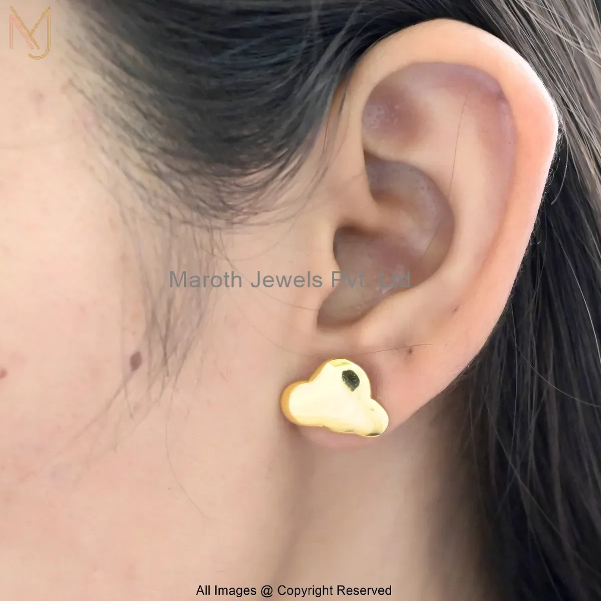 925 Silver Yellow Gold Plated Gold Cloud Stud Earring Custom Jewelry