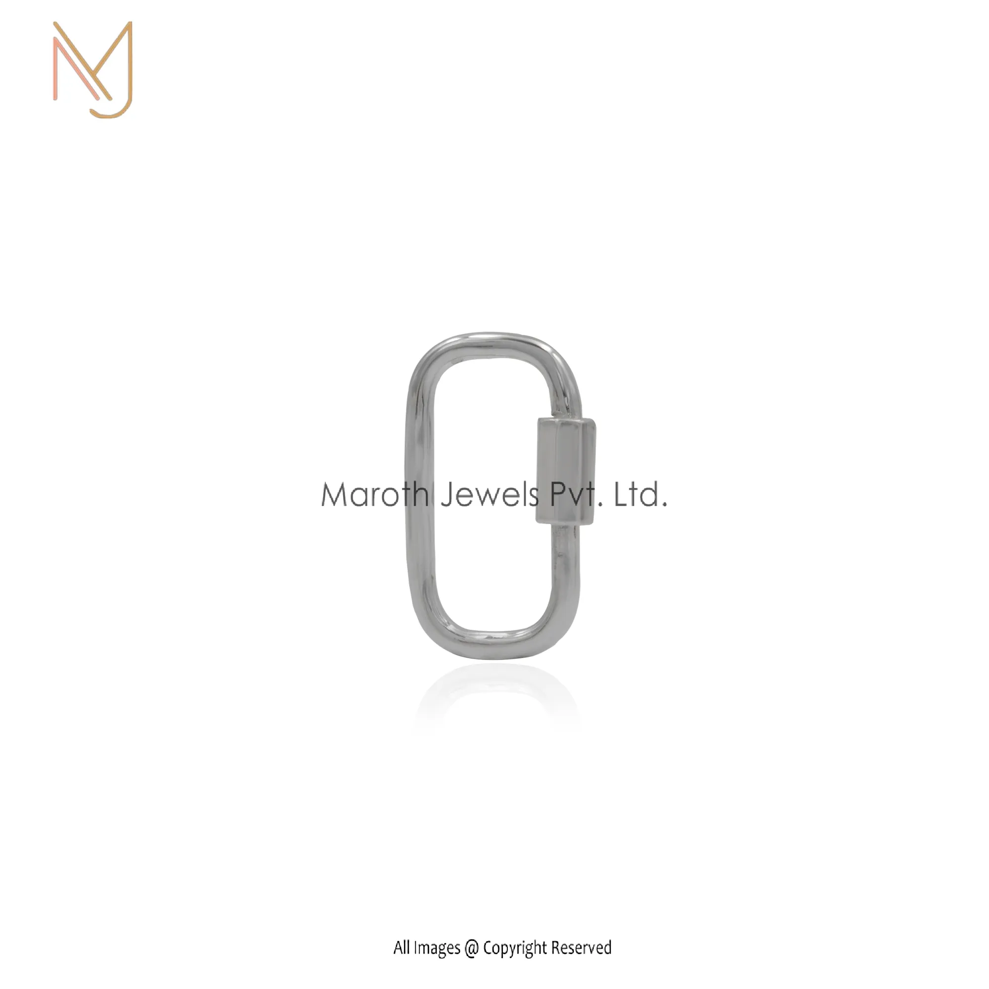 Wholesale 925 Silver Yellow Gold Overlay Square Plain Carabiner Lock Findings Jewelry