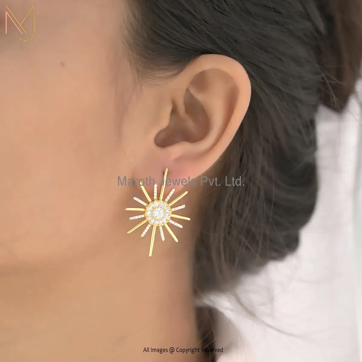 925 Sterling Silver Rose Gold Plated Cubic Zircon Sparkle Earrings Manufacturer