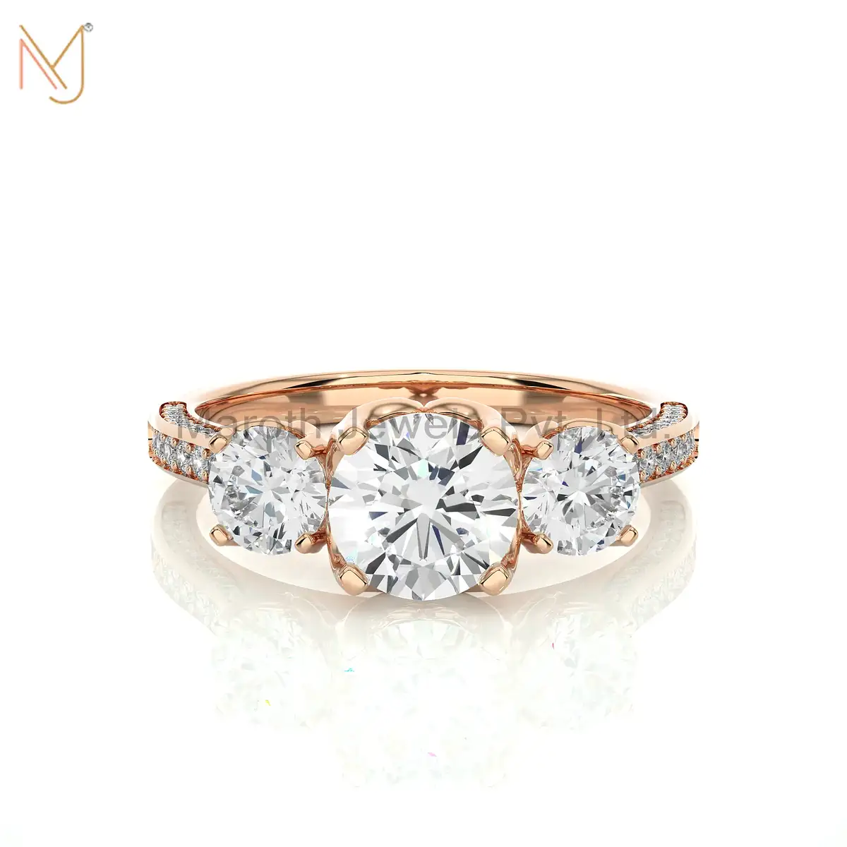 14K Yellow Gold Moissanite Diamond Round Ring Jewelry Supplier