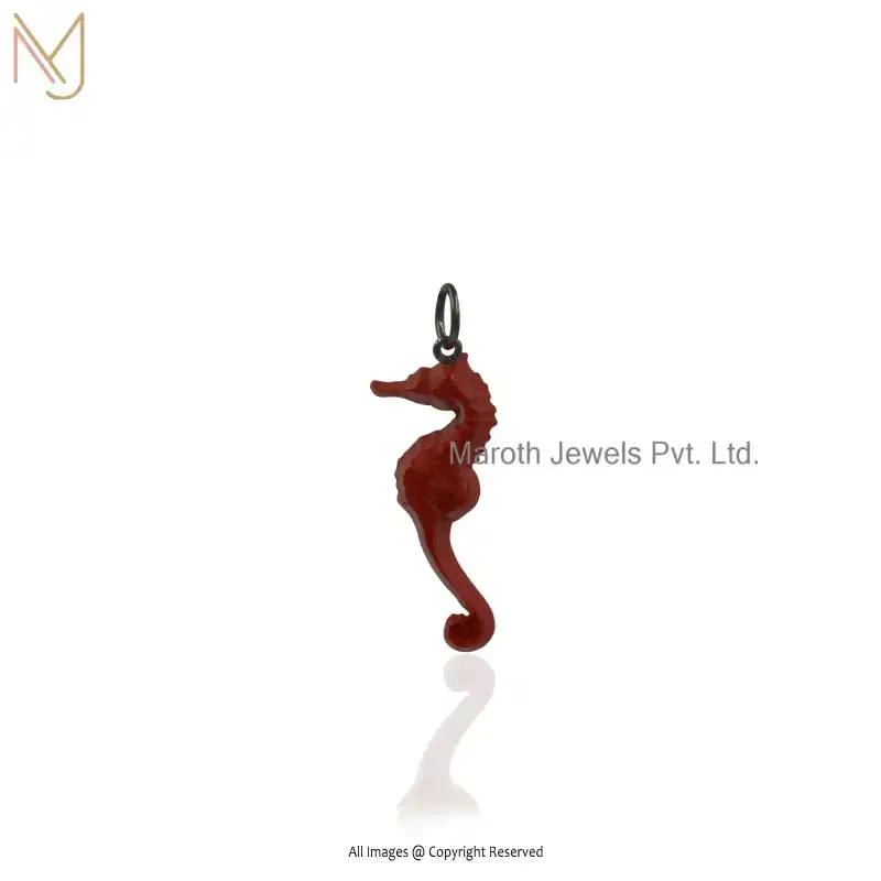 925 Silver White Gold Plated Larimar Seahorse Pendant Manufacturer