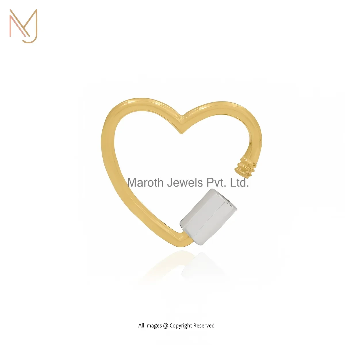 14K White Gold Heart Carabiner Lock Jewelry Supplier