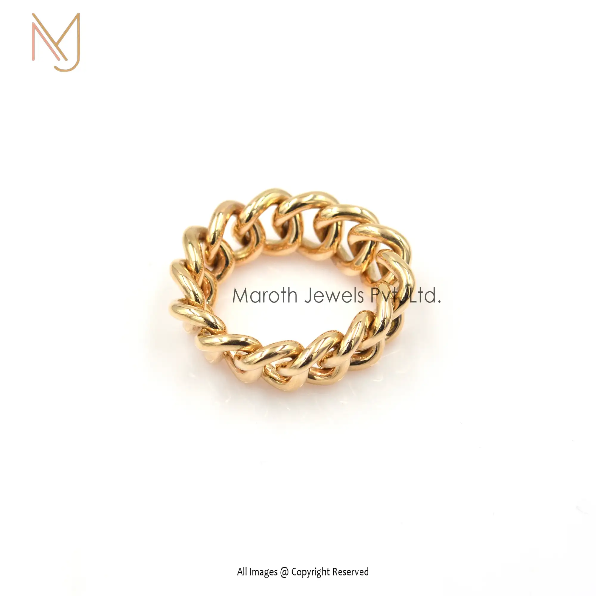 925 Silver Gold Curb Link Chain Beads Ring Wholesale