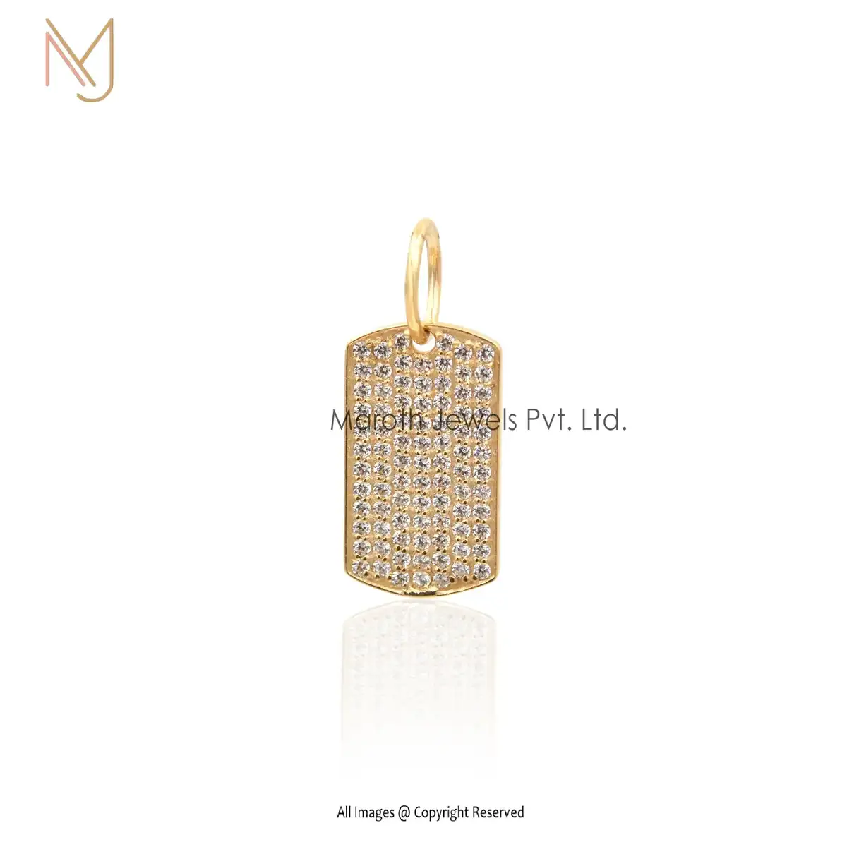 925 Silver With Cubic Zircon Dog Tag Pendant Manufacturer