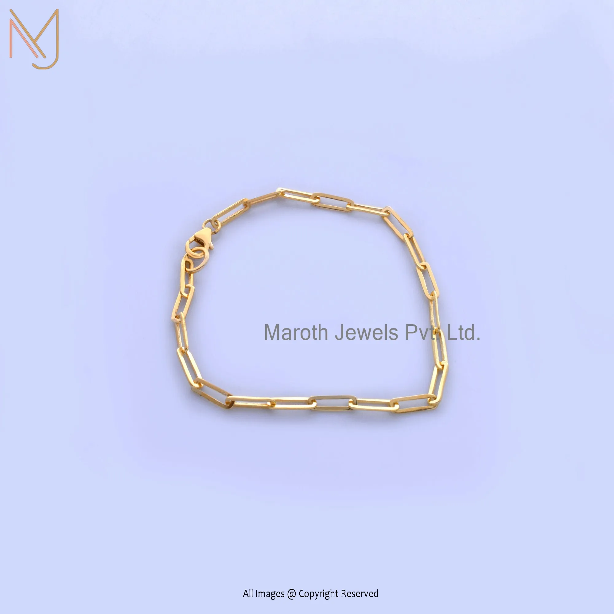 Wholesale 14k Yellow Gold Plated and Rose Gold Link Chain Clasp Bracelet Jewelry