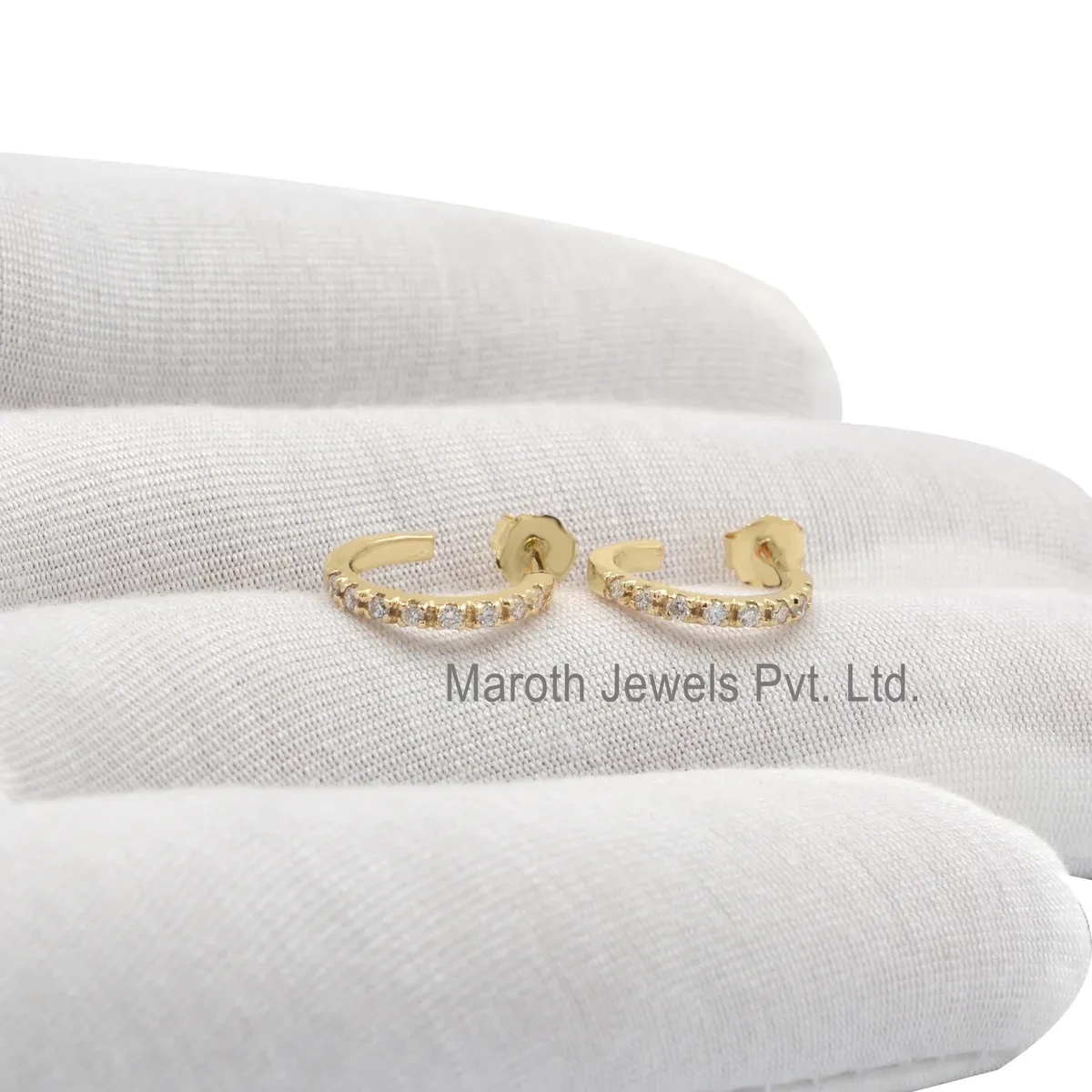 14K Yellow Gold Moissanite Huggies Earring Custom Jewelry