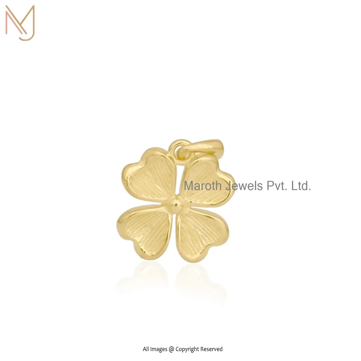 Wholesale 925 Silver Yellow Gold Plated Leaf Clover Charm Pendant