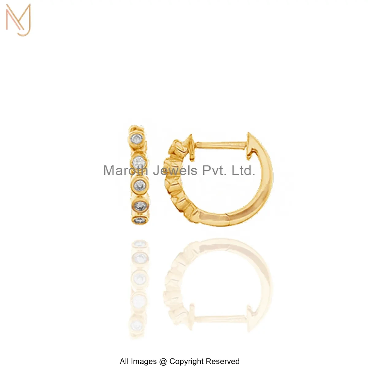 925 Silver Yellow Gold Plated Diamond Gold-Toned Huggies Earring Custom Jewelry