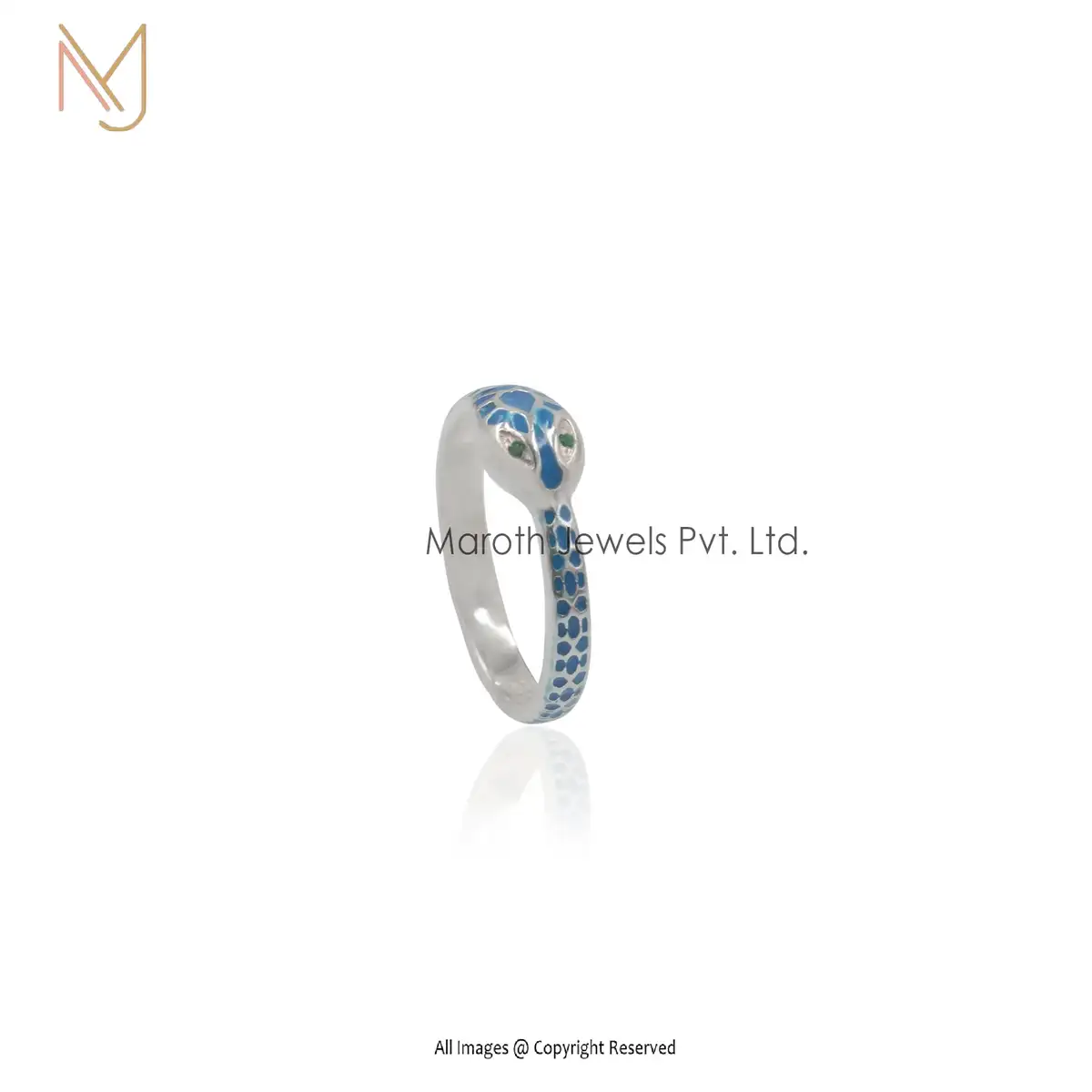 925 Silver  Enamel Ouroboros Snake Ring Manufacturer