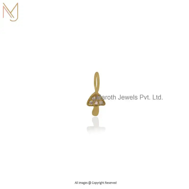 14K Yellow Gold Diamond Mushroom Charms With SIGH Diamonds Manufacturer
