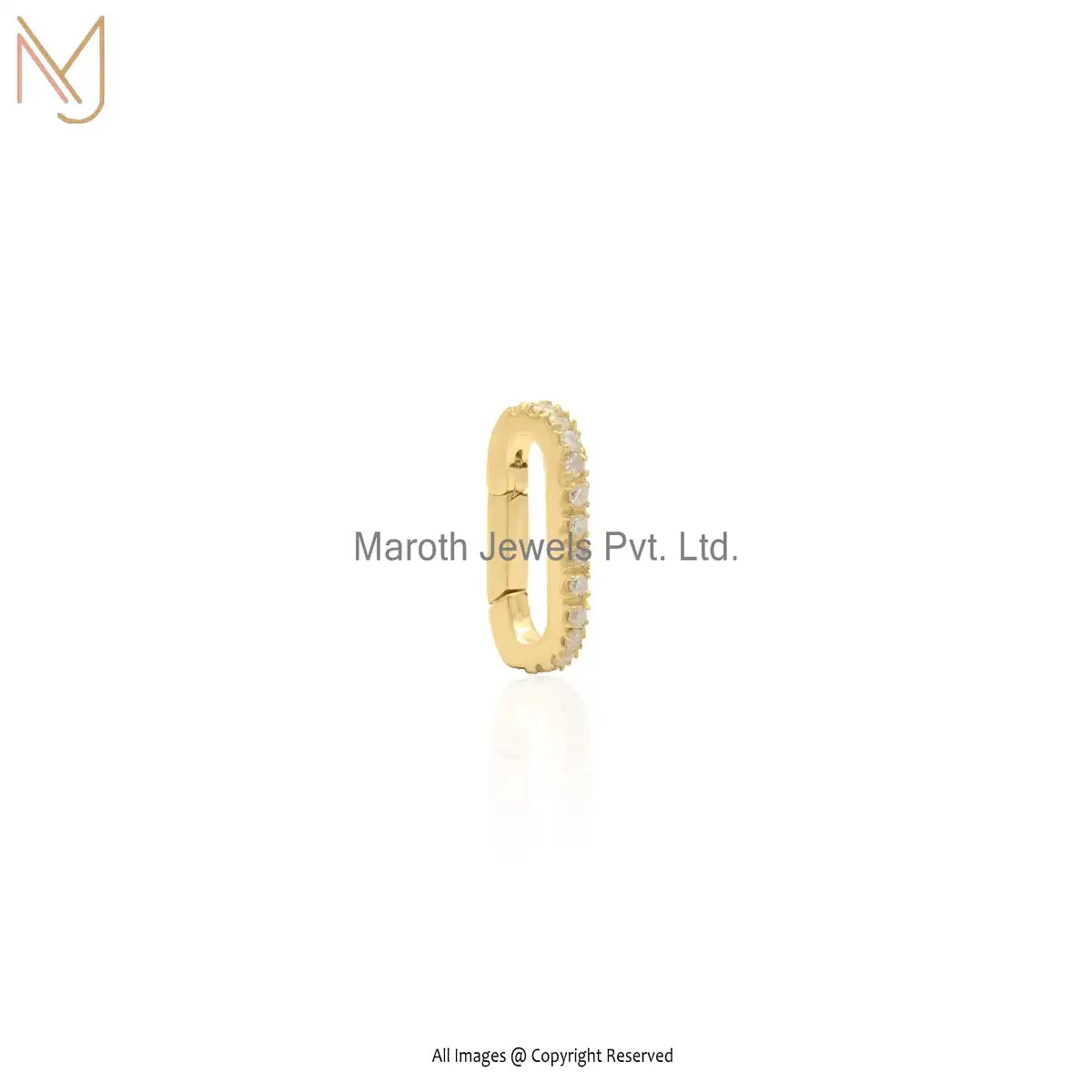 14K Yellow Gold Diamond Oval Charm Holder Enhancer Manufacturer