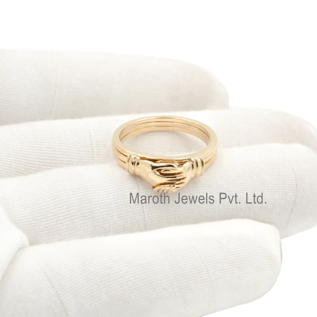 14K Yellow Gold Couple Hands Ring Manufacturer