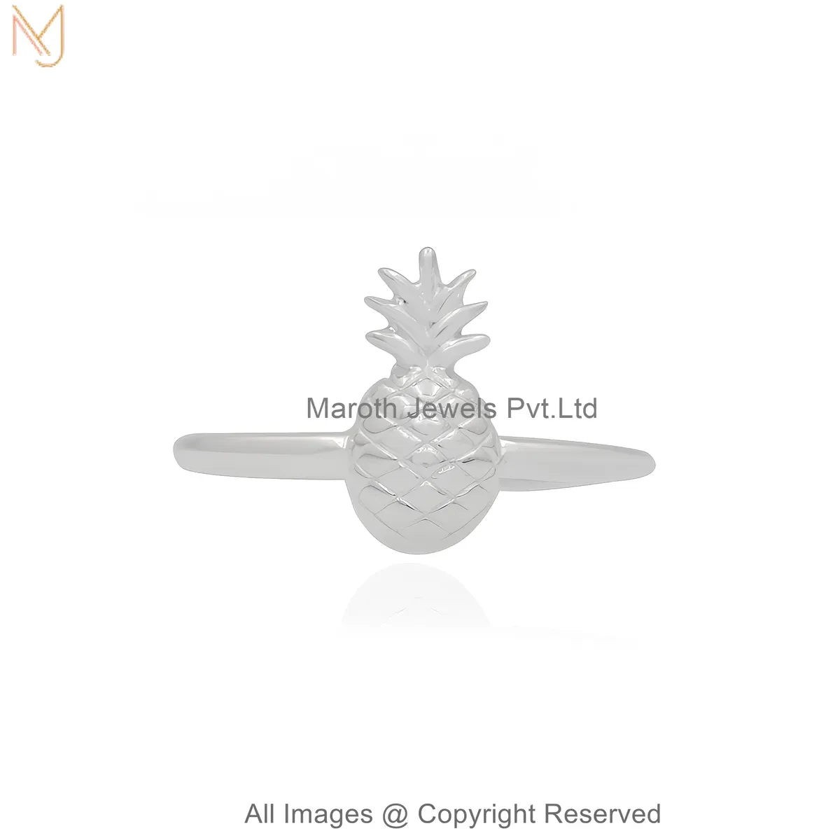 14K White Gold Minimal Pineapple Ring Custom Jewelry