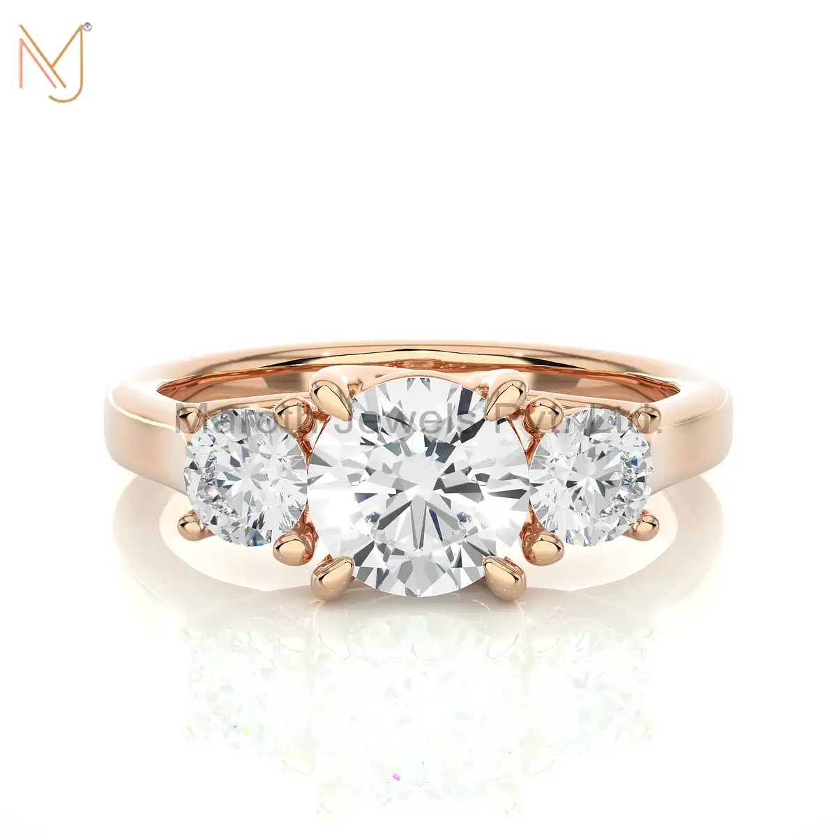 14K Yellow Gold Moissanite Diamond Round Ring Custom Jewelry