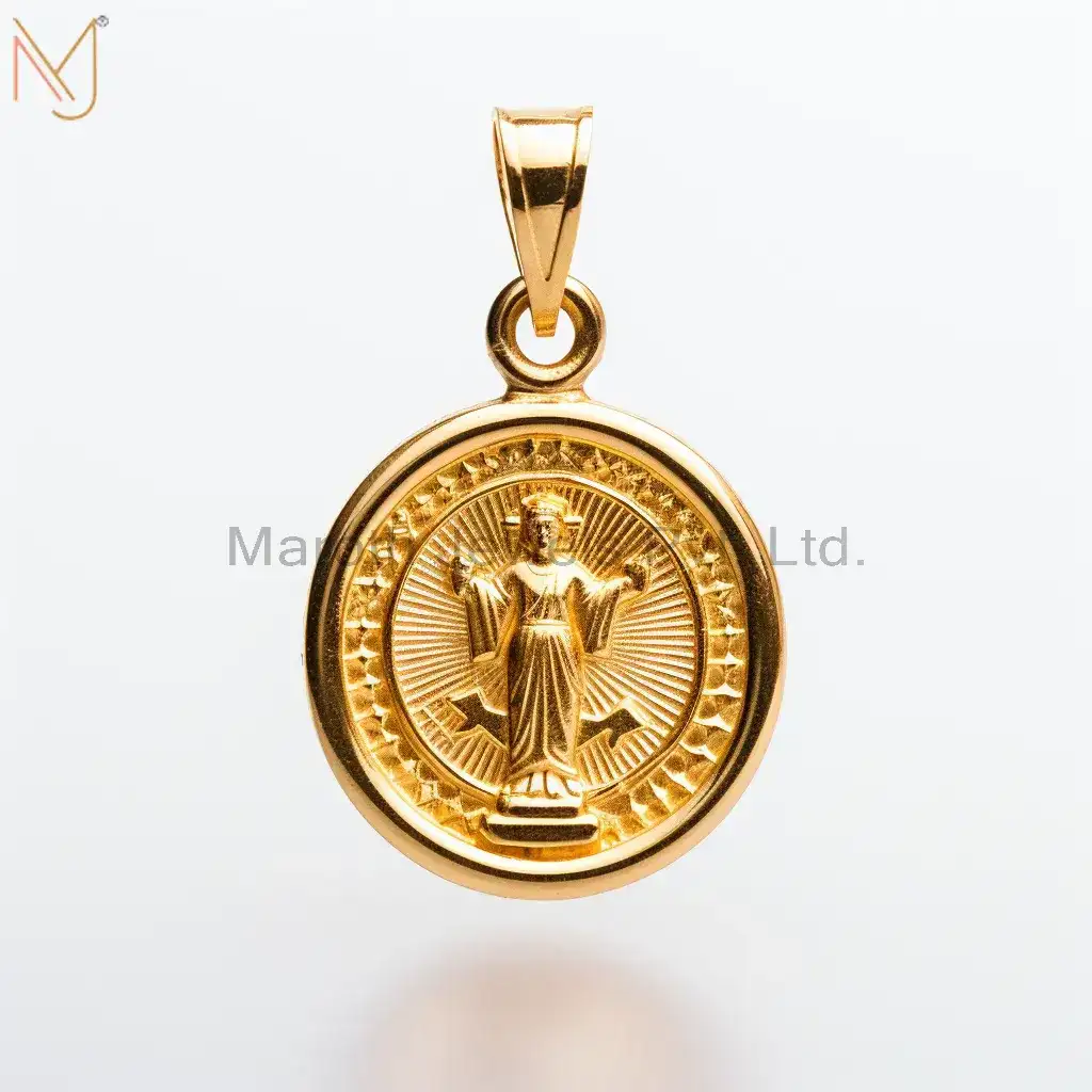 925 Sterling Silver Yellow Gold Plated Christian Spiritual Charm Pendant Custom Jewelry