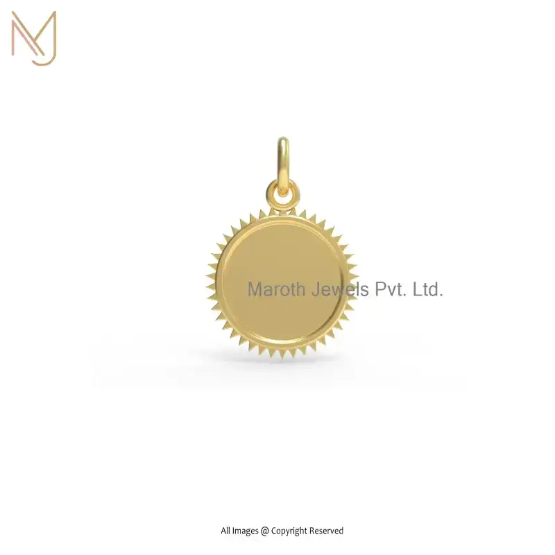 925 Silver Yellow Gold Plated Disc Sun Pendant Manufacturer