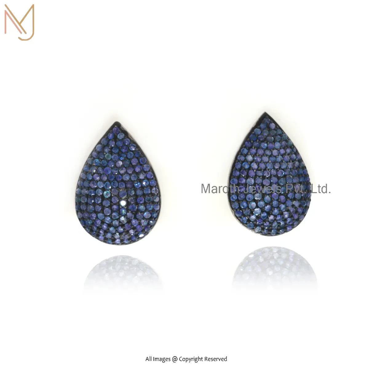 925 Silver Rhodium Plated Pear Shape Tsavorite Gemstone Stud Earring Custom Jewelry